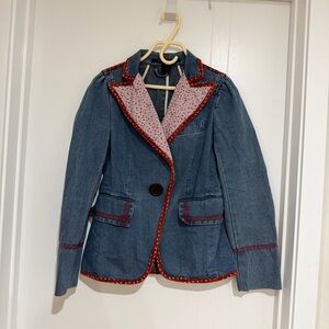 Marc Jacobs Runway Denim Blue Blazer with Red Trim